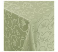 Nappe damassée infroissable style baroque, modèle jacquard, nombreuses tailles & couleurs !, Polyester, Lind-Grün, Eckig 130cmx220cm