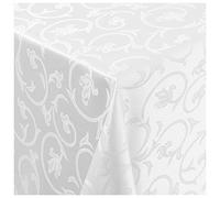 Nappe damassée infroissable style baroque, modèle jacquard, nombreuses tailles & couleurs !, Polyester, Weiss, Rund 170cm