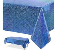 Nappe d'anniversaire - Bleu - Imperméable - En plastique - Motif banc de bière - Décoration d'anniversaire d'enfant - 137 x 274 cm