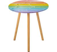 Nappe d'appoint ronde pastel, planches de bois aux couleurs de l'arc-en-ciel, thème rural rustique, maison cottage, imprimé nuances d'été, convient pour salon, chambre à coucher, petit espace,