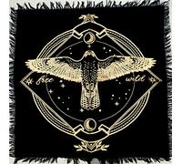 Nappe d'autel en forme de chouette sauvage dorée porte-bonheur pour tarot propagation pegan nappe de dessus de table wicca carrée wiccan spirituelle 45,7 x 45,7 cm (chouette dorée)