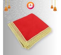 Nappe d'autel en satin de soie rouge 1 m pour table Pooja, déesse Chowki, temple