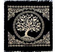 Nappe d'autel, tarot, fournitures de sorcière, arbre de vie celtique, serviettes de table, fournitures de sorcellerie, nappe carrée avec franges 45,7 x 45,7 cm