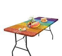 Nappe de camping imperméable, table de pique-nique en plein air - Nappe de camping élastique géométrique | Imperméable à l'eau coupe-vent et à l'huile Accessoires de vacances Gadgets pour le parc
