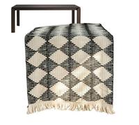 Nappe de Ferme - Décoration de Table à Manger Couverture de Table à Manger | Nappe à Glands Tissés avec Patchwork de Diamant Contraste Nappe de Vacances Ferme pour Cuisine Salle à Manger Ban