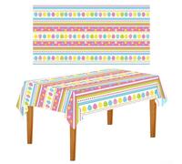 Nappe de fête de Pâques rectangulaire en plastique pour rassemblements de printemps, brunch, événements et chasse aux œufs (Pâques n° 3, 137 x 274)