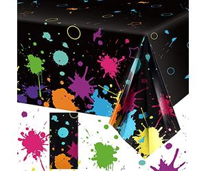 Nappe de fête fluorescente - 274 x 137 cm - Jetable en plastique - Pour fête d'anniversaire - Lumière noire - Fournitures de fête (1 pièce)