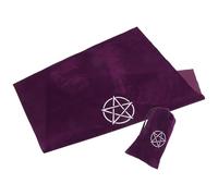 Nappe de Jeu de Tarot Carrée 50x50 Cm en Tissu Souple Violet à Motif Pentagramme, Accessoire de Divination pour Parties et Rituels D’Astrologie, Nappe de Bureau Ésotérique