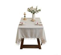 Nappe de luxe légère avec pompons Blanc 140 cm