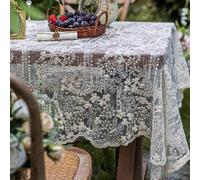 Nappe de mariage en dentelle chic, nappe rectangulaire, design floral vintage pour réception de mariage, table de ferme et table basse white