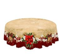 Nappe de Noël 1 pièce, Nappe imprimée sur Le thème , Style champêtre rétro, Motif Floral (140 x 180 cm)(Round (152) Cm)