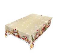 Nappe de Noël 1 pièce, Ronde et rectangulaire, différentes Tailles, Motif rétro avec boîte Cadeau Père imprimée Rouge (rectangulaire 152 x 220 cm)(140X180Cm)