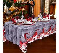 Nappe de Noël, 180 x 150 cm Nappes de Noël Rectangulaire Couverture de Table Noel Grise Nappe de Table à Manger, Grands Chemins de Table de Dîner de Noël Lavables pour Décorations de Table de Jardin