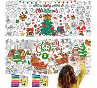 Nappe de Noël,182x78cm Nappe à Colorier pour Enfants,Nappes à Colorier Noël,Nappes en Papier à Colorier,Coloriage Geant Enfant,nappes Table Noel Poster Géant à Coloriers Cadeau Noels pour Enfant Noel