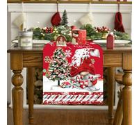 Nappe de Noël 33 x 178 cm avec imprimé poupée de Père Noël | Apportez une ambiance festive à votre salle à manger avec cette nappe décorative imprimée Père Noël.