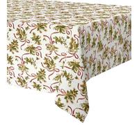 Nappe de Noël anti-taches - EXCELLENT HOUSEWARE - 180x130 cm - Motif de Noël - Crème - Rouge et vert