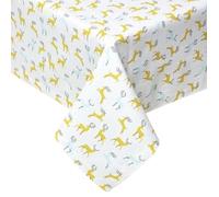 Nappe de Noël carrée - HOMESCAPES - Blanc Cerfs Majestueux - Tissu coton - 137 x 137 cm - Lavable et hypoallergénique
