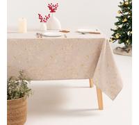 Nappe De Noël En Coton Jacquard Beige Et Or 140x350 Cm