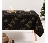Nappe De Noël En Coton Jacquard Noir Et Or 140x350 Cm