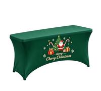 Nappe de Noël Extensible Ajustée Élastique Rectangulaire Mignonne avec Père | Nappe de table imprimée de Noël pour fête de fin d'année, espace buffet, banquet, réunion de 122x76x76cm G