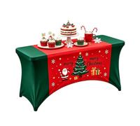 Nappe de Noël Extensible Ajustée Housse élastique mignonne avec motif Père | Nappes Réveillon pour fête de fin d'année, espace buffet, banquet, réunion de 183x76x76cm F