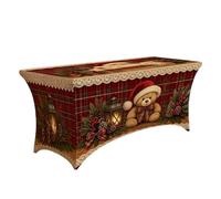 Nappe de Noël lavable, rectangulaire, élastique, 76 x 122 cm | Protection de table de Noël réutilisable, extensible, bord élastique pour un maintien sûr lors des fêtes de Noël et