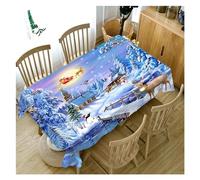 Nappe de Noël Nappe De Table rectangulaire Bleue for Salle à Manger, réveillon noël, Nouvel an, fête Domicile, antisalissure, décoration Mariage(1,140x280cm55x110inch)