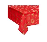 - Nappe de Noël rectangulaire à motifs - L. 140 x 240 cm - Rouge et doré