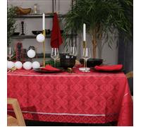 Nappe de Noël rectangulaire brodée Rouge 300x150 cm