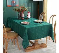 Nappe de Noël rectangulaire en jacquard déperlant et infroissable, avec motifs d'arbre de Noël, pour salle à manger et décoration de fêtes, vert, rectangulaire/ovale, 152,4 x 213,4 cm, 6 à 8 personnes