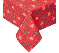 Nappe de Noël rectangulaire - HOMESCAPES - Rennes Rouge - Tissu coton - 137 x 137 cm - Lavable et hypoallergénique