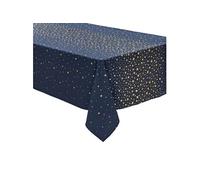 - Nappe de Noël rectangulaire motifs étoiles - L. 140 x 360 cm - Bleu et doré