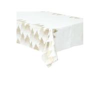Atmosphera - Nappe de Noël rectangulaire motifs sapins - L. 140 x 240 cm - Blanc et doré Blanc
