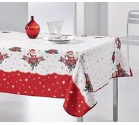 Nappe de Noël Rectangulaire - Nappe de Table Anti-tâches - en Tissu Lavable - Nappe pour Noël (Père Noel, 240_x_150_cm)