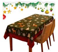 Nappe de Noël rectangulaire réutilisable et lavable, motif élan du Père Noël, décoration de Noël - Pour intérieur, cuisine, salle à manger, ferme, vacances, fête d'hiver, événement familial
