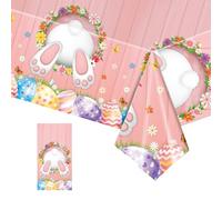 Nappe de Pâques,137 x 274 cm Lapin Œuf Nappe de Table,Nappe Rectangulaire,Décorations de Table pour Fête de Pâques,pour Maison Salle à Manger Cuisine Pique-nique Cadeaux de Pâques pour Enfants Adultes