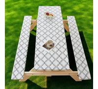 Nappe de pique-nique avec housses de banc - Oxford - Ajustée - Motif géométrique - Imperméable et résistant à l'huile - Pour tables rectangulaires et sièges - Pour terrasse, camping, jardin - Pour