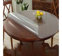Nappe de protection de table ronde transparente, en plastique, 2 mm d'épaisseur, imperméable, ne rétrécit pas, sans odeur, sur mesure (110 cm, mat)