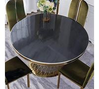Nappe de protection ronde en PVC transparent - 2 mm d'épaisseur - Noir - 100 cm - Lavable et imperméable - Pour salle à manger, événements, chemin de table - Protection transparente