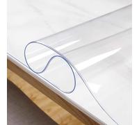 Nappe de protection transparente en plastique transparent 55 x 71 pouces, imperméable, en vinyle de 2 mm d'épaisseur, résistante et oléofuge, idéale pour les repas, les fêtes et les activités de plein