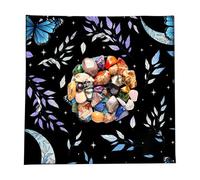 Nappe de sorcière - Broderie d' céleste - Tapis de diseuse de bonne aventure - Écharpe de rituel ésotérique - Feuille de calcul en polyester épais | Style d’espace sacré pour les païens et les vo