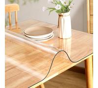 Nappe de table, 1,3 mm d'épaisseur, transparente, imperméable, anti-huile, rectangulaire, pour table de bureau, table de chevet, 127 x 114,3 cm