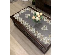 Nappe De Table à Manger en Dentelle Nappe rectangulaire brodée européenne, Nappe de Table Basse, Nappe de thé Occidentale, Fleur, Tissu de Couleur Unie, Dentelle, Livre(L,50X100cm)