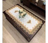 Nappe De Table à Manger en Dentelle Nappe rectangulaire brodée européenne, Nappe de Table Basse, Nappe de thé Occidentale, Fleur, Tissu de Couleur Unie, Dentelle, Livre(H,60X120cm)
