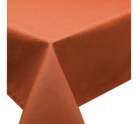 Nappe de table anti-taches - Effet lotus - Aspect lin - Infroissable - 160 x 400 cm - Lavable - Uni (terra)