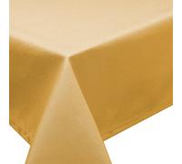 Nappe de table anti-taches - Effet lotus - Aspect lin - Infroissable - Ovale - 160 x 220 cm - Lavable - Uni (jaune)