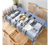 Nappe de Table Carrée 140x140 cm Polyester Imperméable Anti-Tache Lavable Impression Pinguin pour Cuisine Quotidienne Repas en Famille Balcon et Petit Jardin C-993