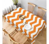 Nappe de Table Carrée 140x140 cm Polyester Imperméable Anti-Tache Lavable Vague Géométrique Orange et Blanc pour Cuisine Quotidienne Repas en Famille Balcon et Petit Jardin C-580