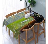 Nappe de Table Carrée 150x150 cm Polyester Imperméable Anti-Tache Lavable Panda Roux avec Bambou pour Table Carrée Repas en Famille Jardin et Balcon C-686