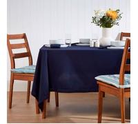 HOMESCAPES Nappe de Table carrée, Linge de Table en Coton uni Bleu Marine - 137 x 137 cm